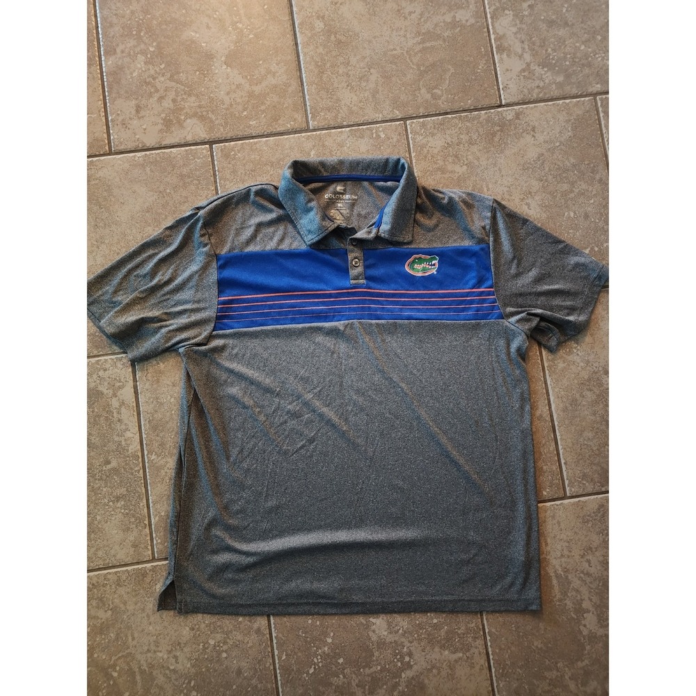Colosseum Florida Gators Mens XL Polo Shirt Gray Blue Heather Performance Golf